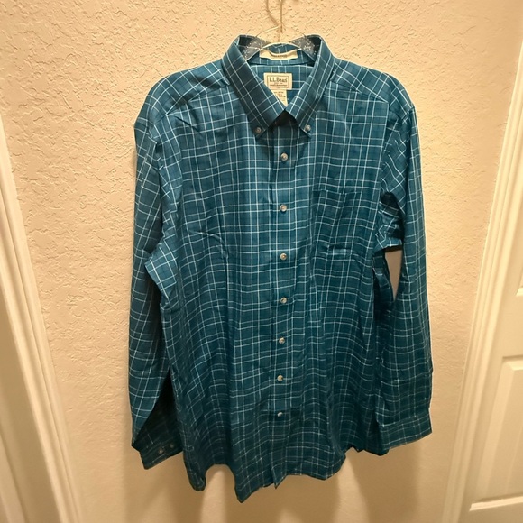 LL Bean Men's Traditional Fit Wrinkle Resistant Plaid Shirt Large-Tall - Picture 1 of 6